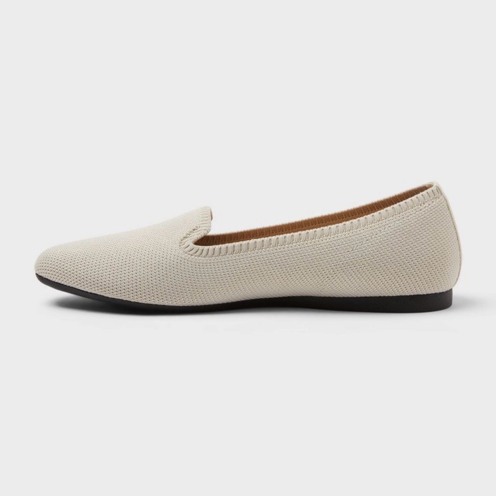 Cream Knit Ballet Flat Slip-Ons